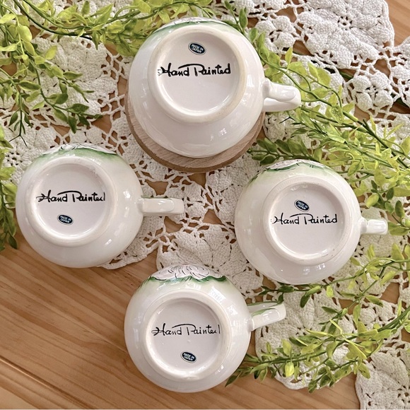 Set of 4 ~ Vintage RARE Christmas Cups w/ Hand Painted Santa Claus Faces ~ Japan - Picture 6 of 8